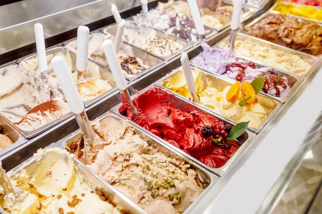 rows of gelato ice cream