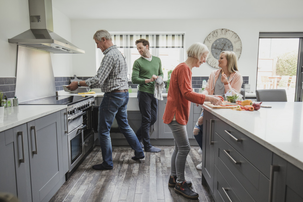 family in the kitchen