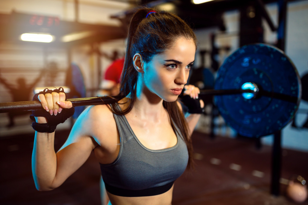 woman working out in a gym