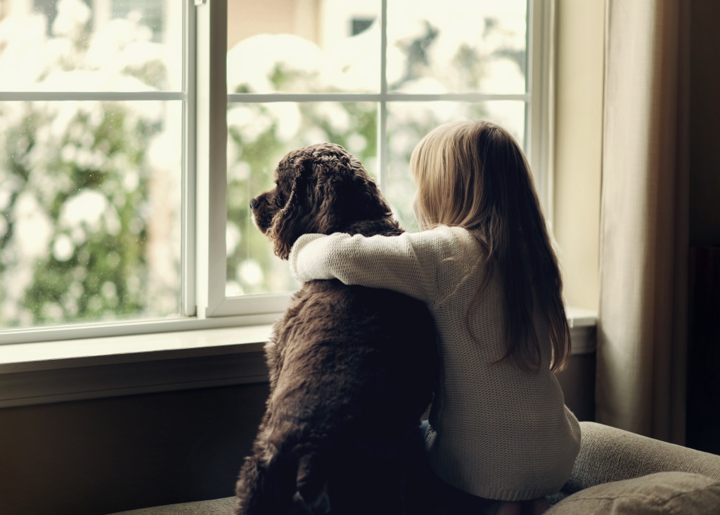 little girl with her dog