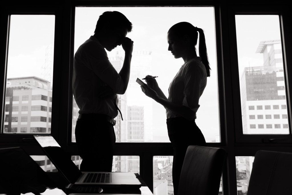 Depressed businesspeople in the office