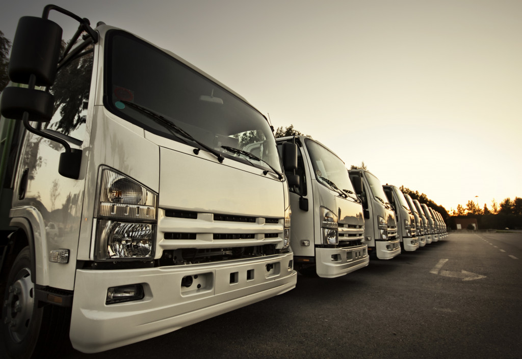 delivery trucks parked