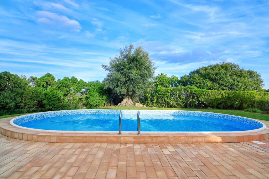 Huge swimming pool at a backyard