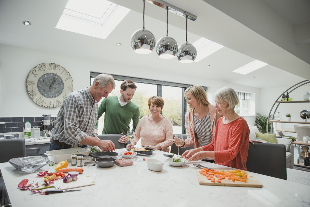 family preparing food