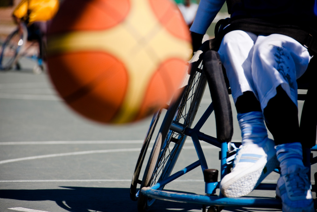 picture of a ball and someone in wheelchair