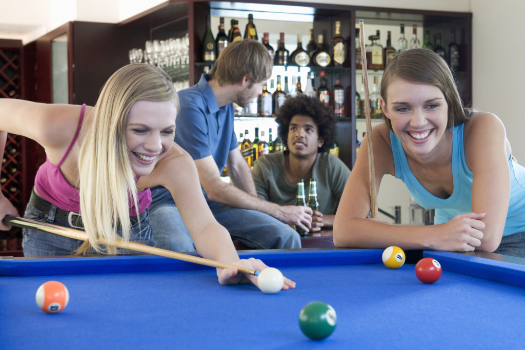 A pool table in sports bar